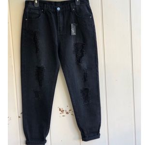 NWT Chiqle Denim Architect Black Distressed Jeans